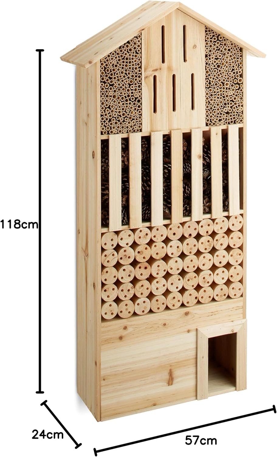 Relaxdays Insektenhotel XXL stehend, Nisthilfe für Biene, Schmetterling, Igelhaus, Holz, HxBxT: 118