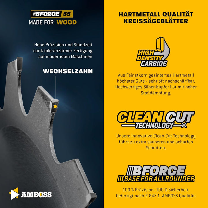 HM Kreissägeblatt 350x30 Z54 Wechselzahn für Holz - Allround. AMBOSS WERKZEUGE® Sägeblatt 350mm komp