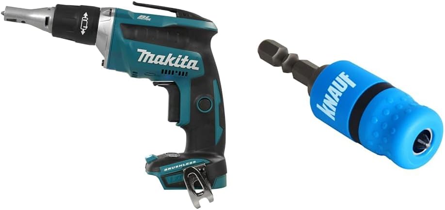 Makita DFS452Z Akku-Trockenbauschrauber (ohne Akku/Ladegerät, 490 W, 18 V) & Knauf Schraubvorsatz mi