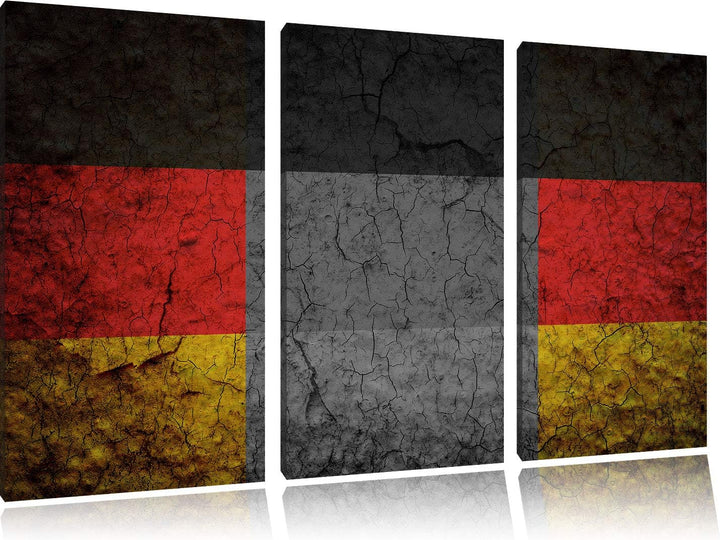 Fahne von Deutschland schwarz/weiss 3-Teiler Leinwandbild 120x80 Bild auf Leinwand, XXL riesige Bild