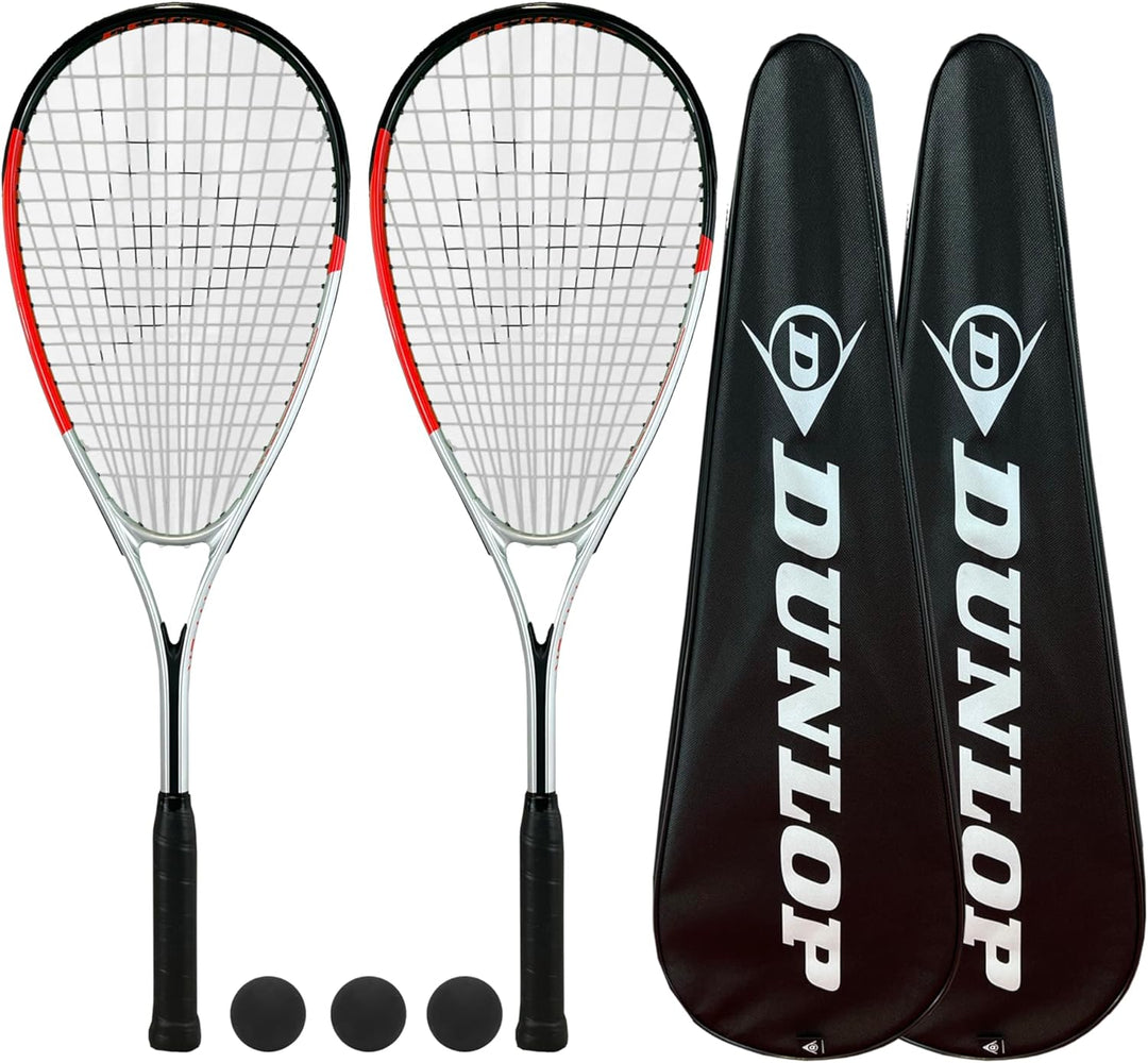 Dunlop Biotec X-Lite Squashschläger x 2 + Schlägerhülle (2) + 3 Squash-Bälle (Verschiedene Optionen)