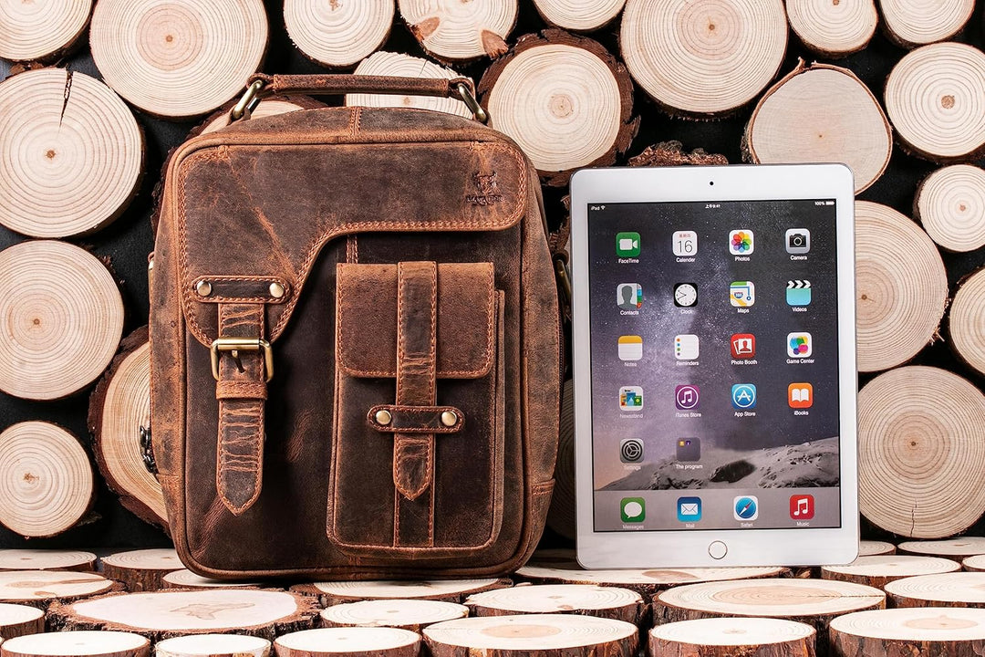 MATADOR Schultertasche Echt Leder Herren Hochwertige Arbeittasche Umhängetasche Ledertasche Tabletta