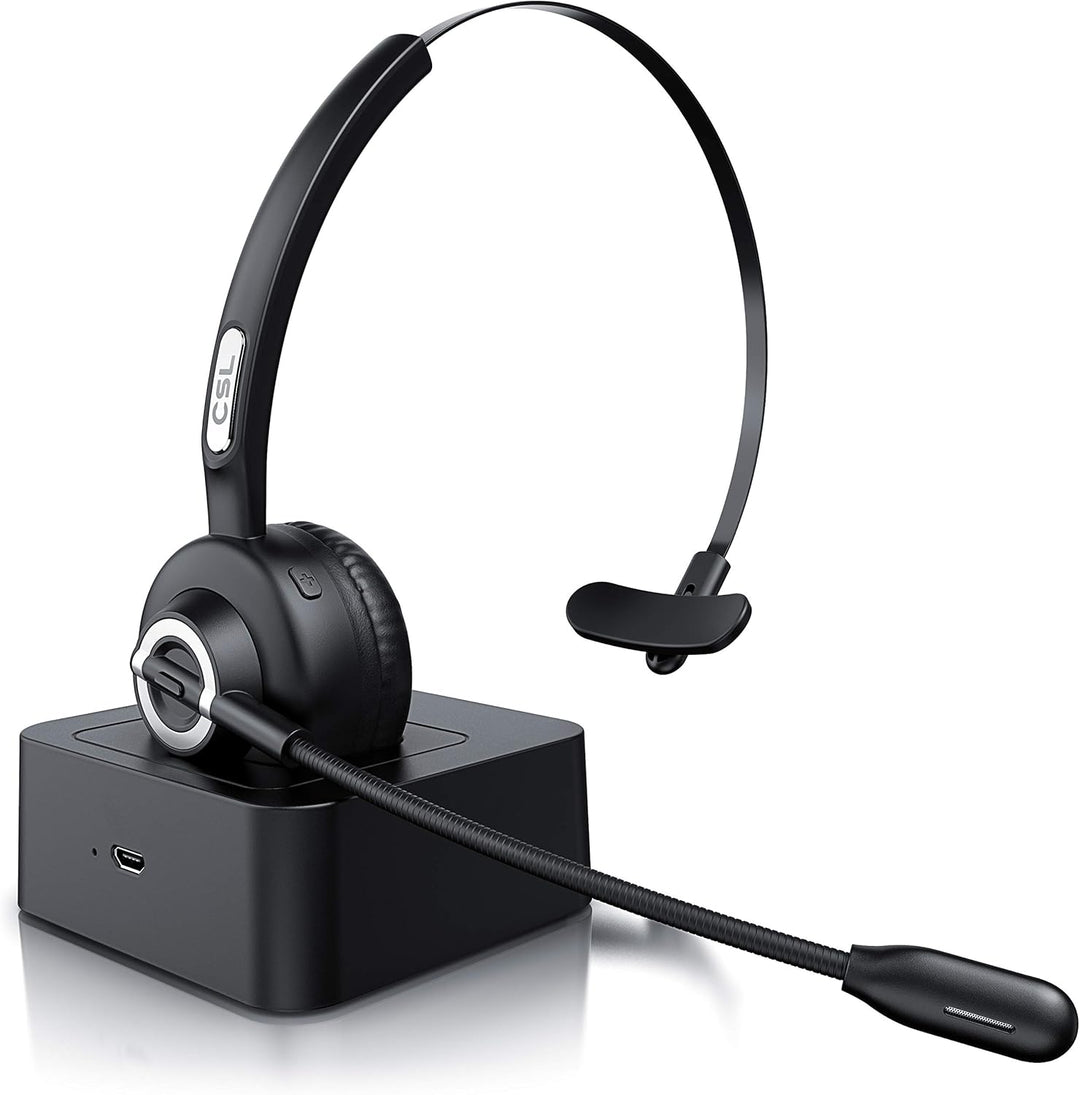 CSL - kabelloses Headset mit Ladestation - Mono Bluetooth Headset mit Mikrofon - USB Ladeport - Mult