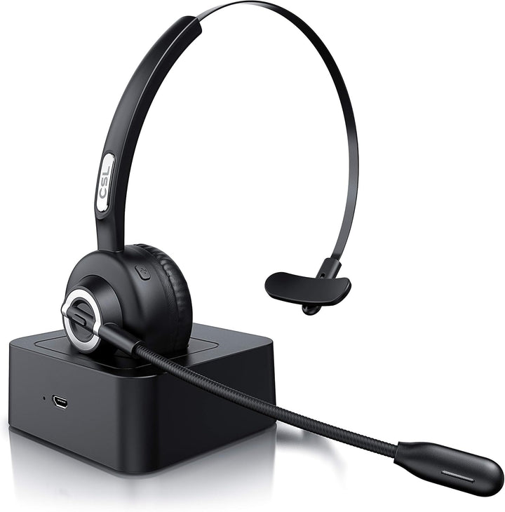 CSL - kabelloses Headset mit Ladestation - Mono Bluetooth Headset mit Mikrofon - USB Ladeport - Mult