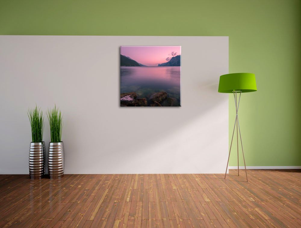 Gardasee in Italien, Format: 70x70 auf Leinwand, XXL riesige Bilder fertig gerahmt mit Keilrahmen, K
