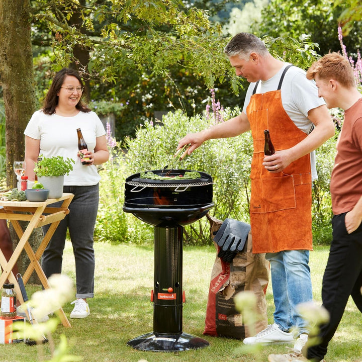 Barbecook Holzkohlegrill BBQ mit Windschutz, Säulengrill rund Standgrill mit Quick-Start und Quick-S