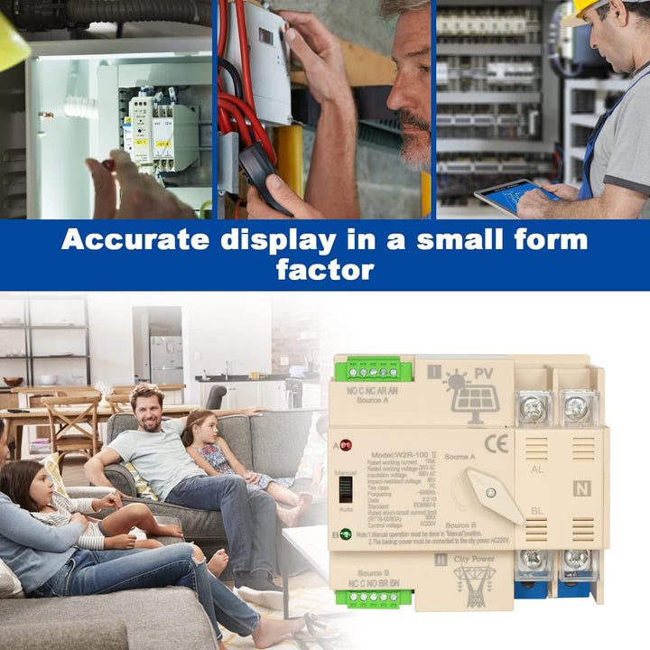 DEWIN Automatischer Transferschalter, Dual Power Automatischer Transferschalter DIN-Schiene 2P 100A