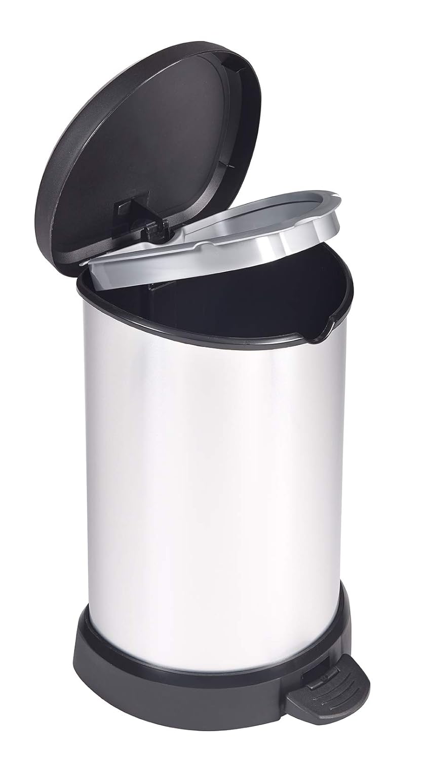 Curver Decobins Dekorativer Eimer mit Pedal 20 l, Metall und Schwarz, 20L Metall und Schwarz 20L, Me