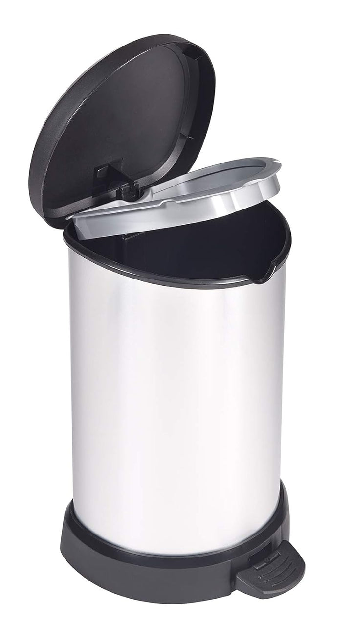 Curver Decobins Dekorativer Eimer mit Pedal 20 l, Metall und Schwarz, 20L Metall und Schwarz 20L, Me