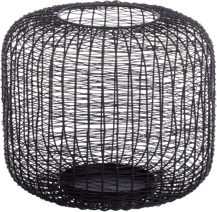 Brandsseller Windlicht Ø 23 x H 21 cm Metall Draht Gitter Design Schwarz Kerzenständer Laterne Indoo