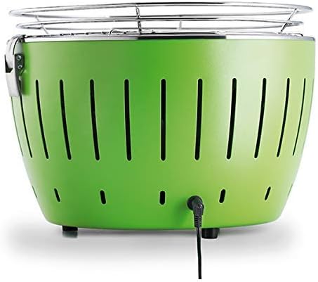 LotusGrill S Small Kompakt Mandarinenorange der raucharme Holzkohle-/Tischgrill Stromversorgung via
