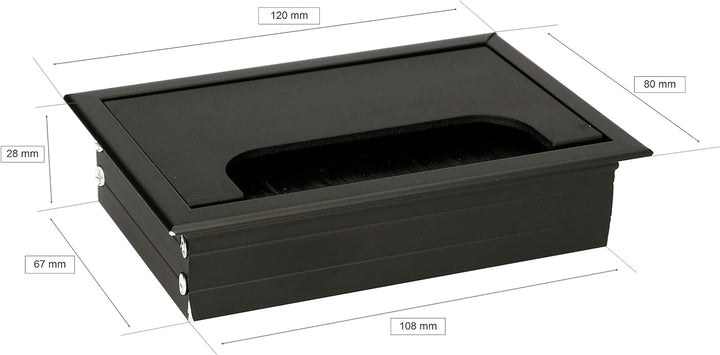 KOTARBAU® 2er Set Aluminium Kabeldurchführung 120x80 mm für Möbel Schwarz Kabeldose Kabeldurchlass E