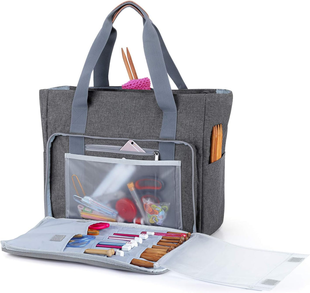 Teamoy Stricktasche Aufbewahrung, Aufbewahrungstasche für Wolle, Stricknadeln, Häkelnadeln, Strickpr