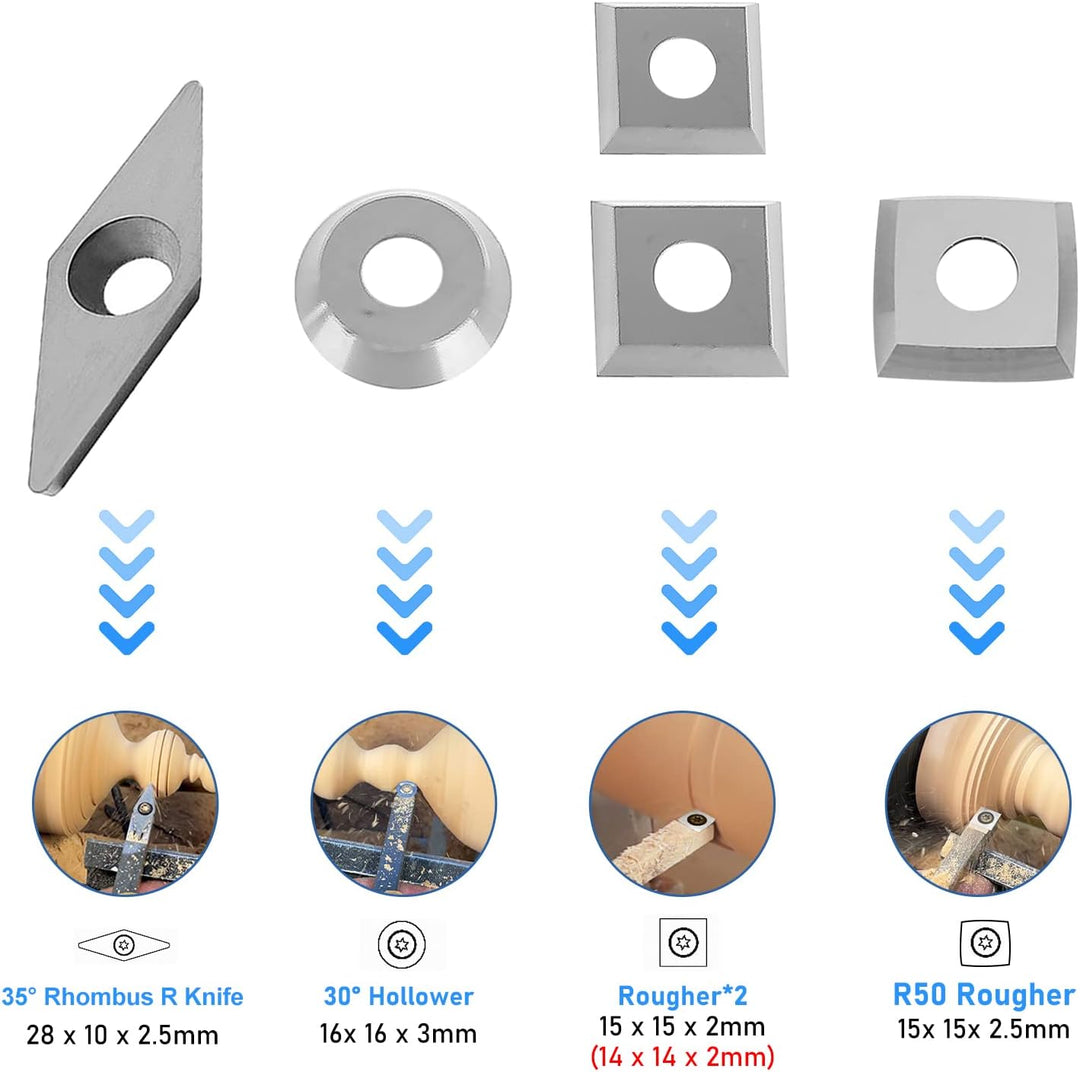 Hartmetall Wendeschneidplatten 5 Stück,CEIEVER Wendeplatten Hartmetall mit M4+M5+M6 Schrauben CNC Ha