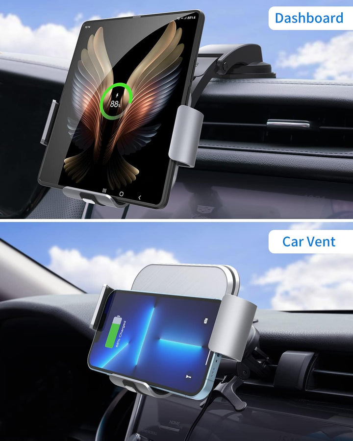 JOYVEVA Dual Coil Kabelloses Kfz-Ladegerät für Galaxy Z Fold 5 4 3, Schnelllade-Handyhalterung für G