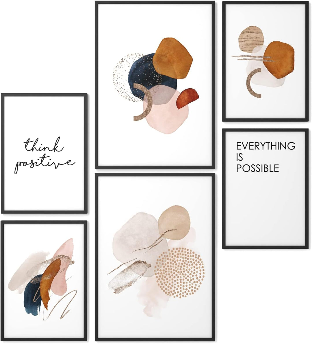 Papierschmiede® Mood Poster Set Bernstein Abstrakt, Bilder Wohnzimmer Deko Schlafzimmer, 2x DIN A3 u