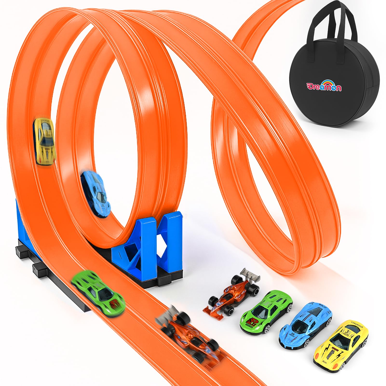Dreamon Flexible Autorennbahn Kinder 6 Meter Rennbahn Rennstrecke Auto