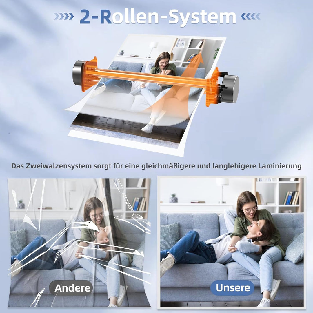 Crenova A3 Laminiergerät, Laminiergerät mit 30 Laminierfolien für A3/A4/A5/A6, Laminiermaschine mit
