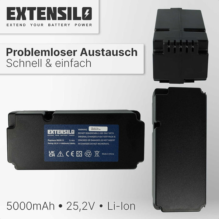 EXTENSILO Akku kompatibel mit Ferrex R800 Easy+ Rasenroboter Rasenmäher (5000mAh, 25,2V, Li-Ion)