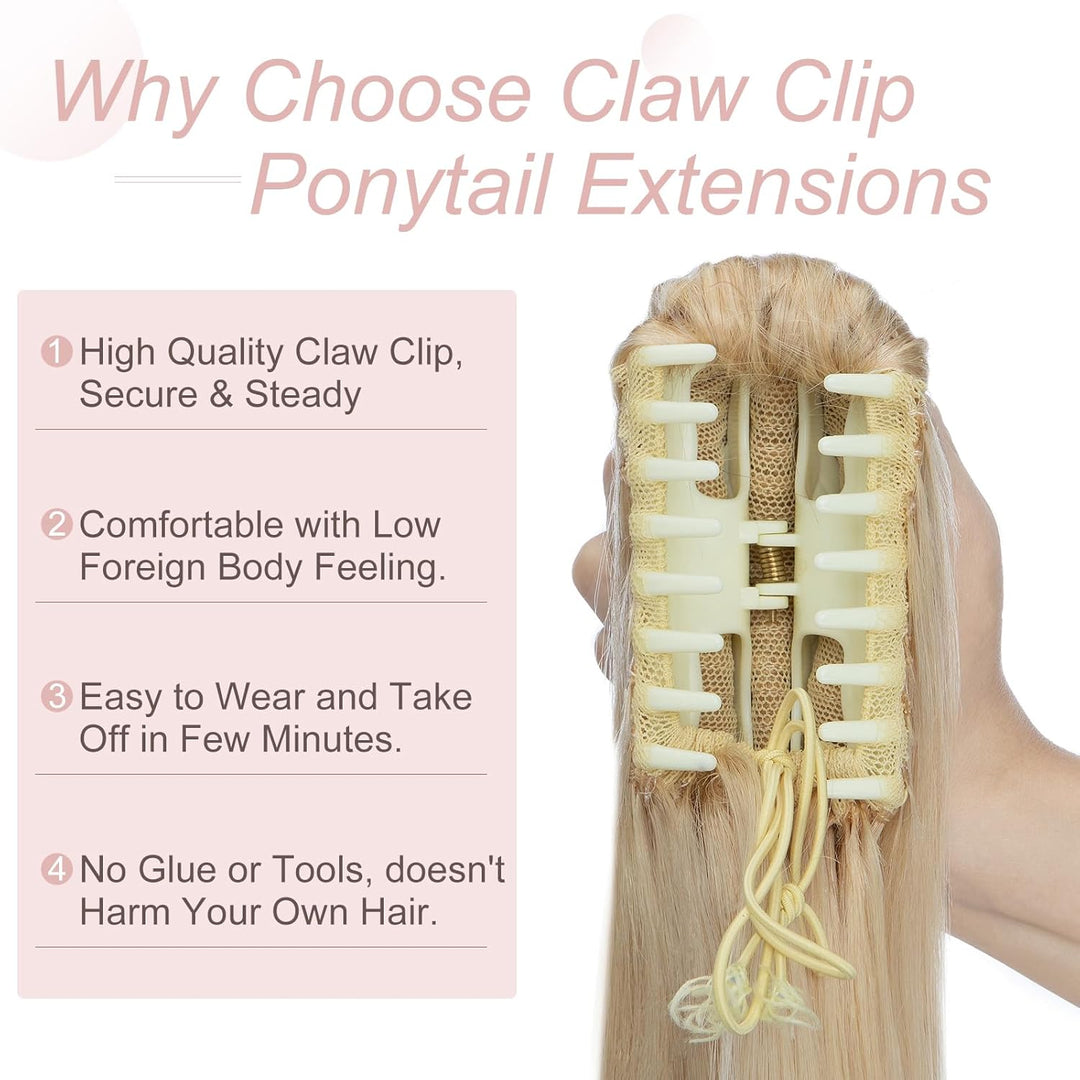 Silk-co Haarteile Echthaar Ponytail Extension Clip in Pferdeschwanz Extensions Echthaar Glatt Zopf H