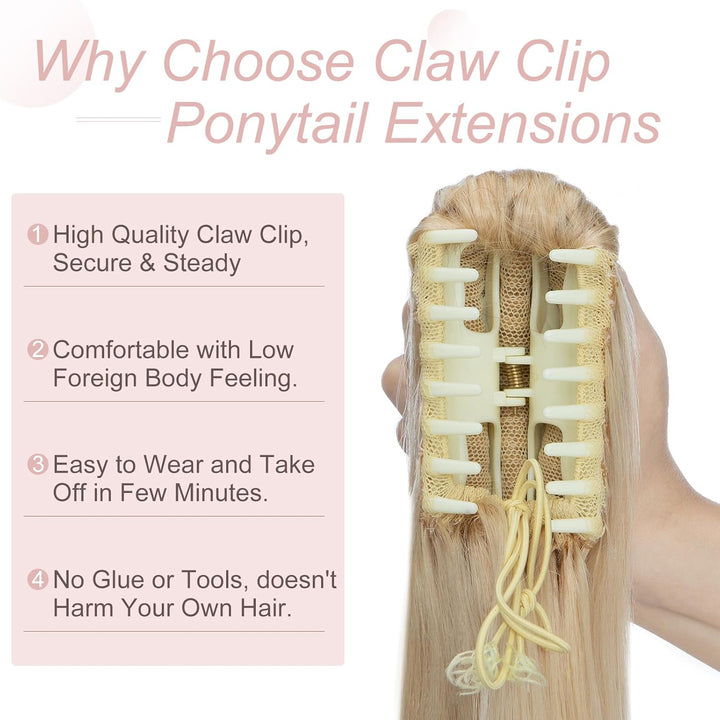 Silk-co Haarteile Echthaar Ponytail Extension Clip in Pferdeschwanz Extensions Echthaar Glatt Zopf H