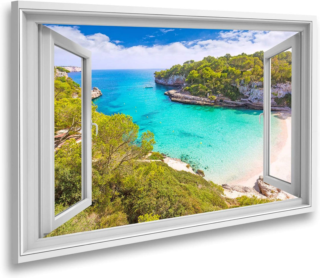 islandburner Bild auf Leinwand Fensterblick Mallorca Cala Llombards Santanyi Beach auf der spanische