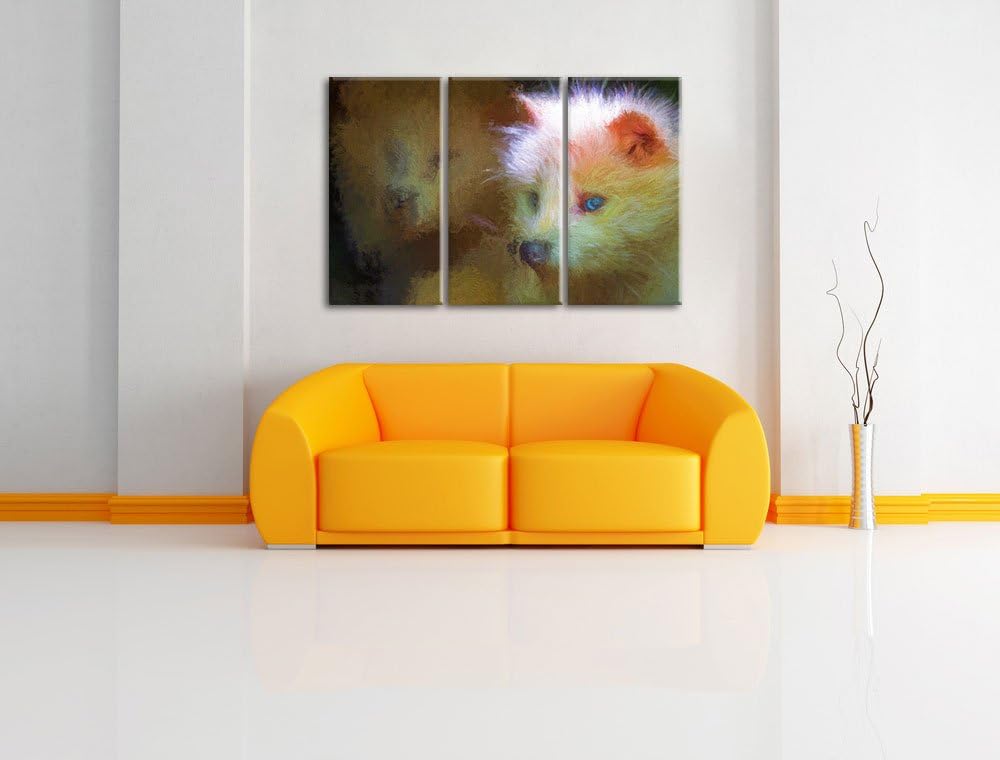 Polarfuchs in Höhle NewArt 3-Teiler Leinwandbild 120x80 Bild auf Leinwand, XXL riesige Bilder fertig