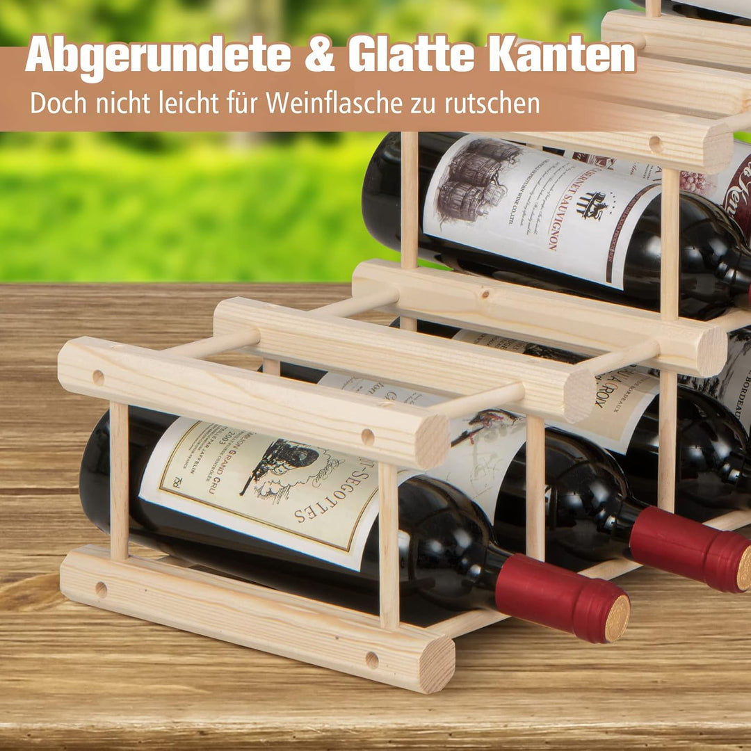 COSTWAY Weinregal Holz, Flaschenständer für 36 Flaschen, Weinständer frei kombinierbar, Flaschenhalt