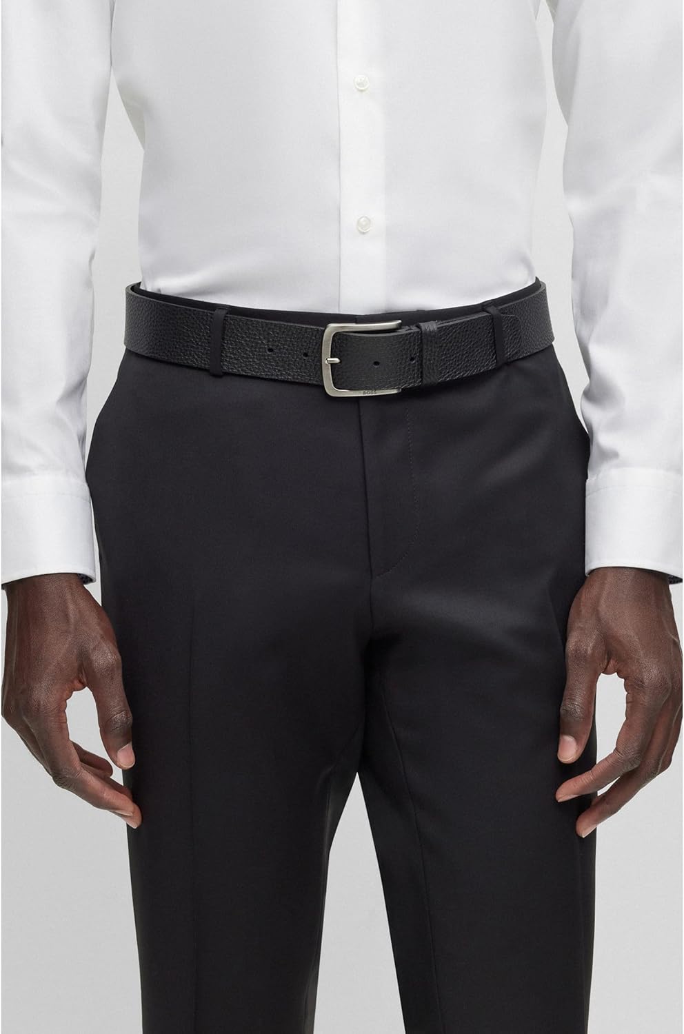 BOSS Herren Jor-Gr Sz40 Gürtel aus genarbtem italienischem Leder mit Logo-Schliesse 85 Black1, 85 Bl