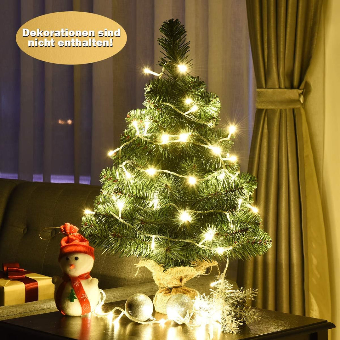 COSTWAY 60 cm Mini künstlicher Weihnachtsbaum, Kleiner Tannenbaum, Tisch-Christbaum mit 67 Spitzen &