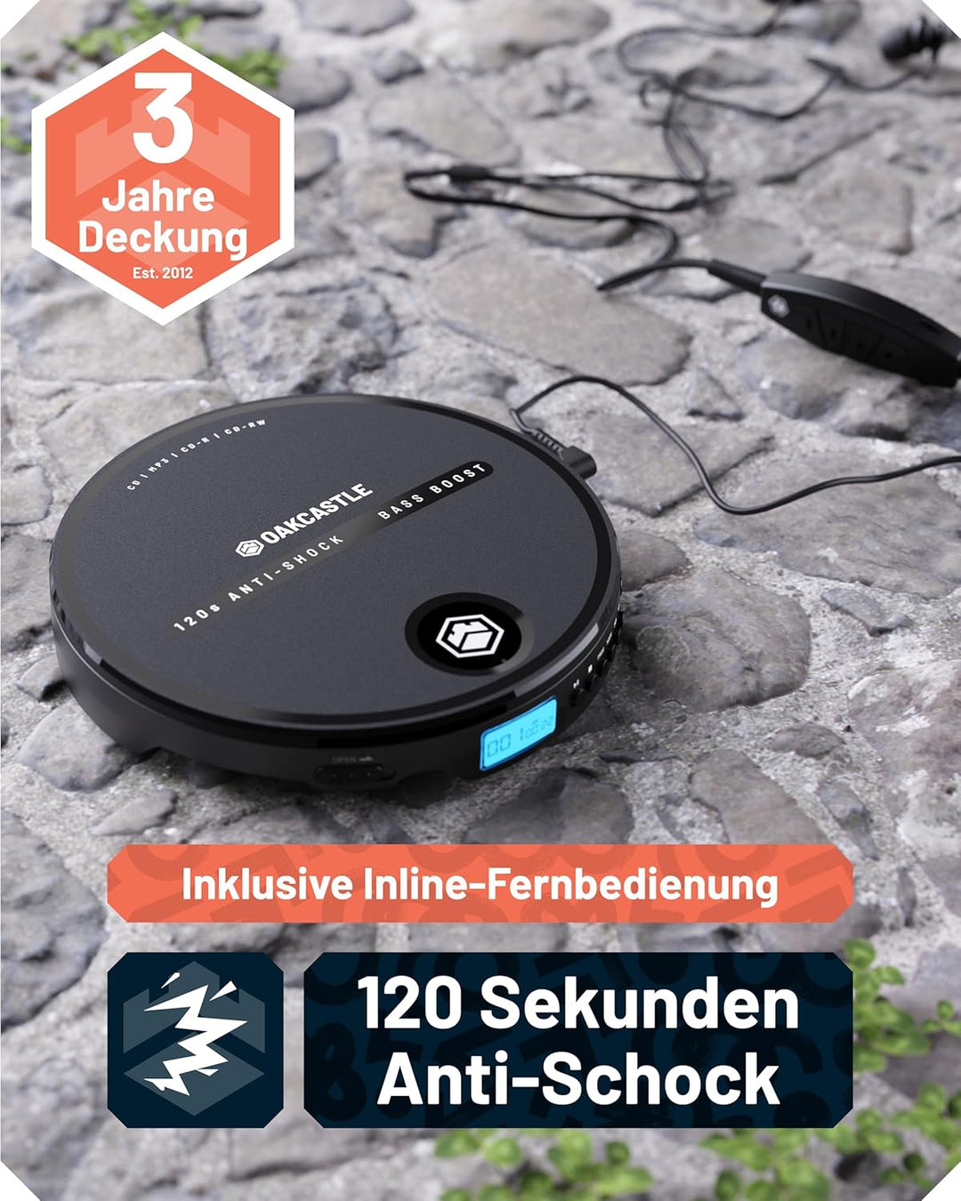 CD Player Tragbar | Discman CD Player mit Kopfhรถrern | 7 Stunden Akkulaufzeit Tragbarer CD Player |