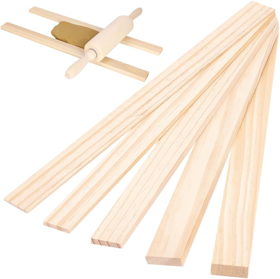 BENECREAT 10pcs Holzplatten Töpferei Werkzeuge, 5 Grösse Rechteck Mud Stick Guide für Töpferei Polym