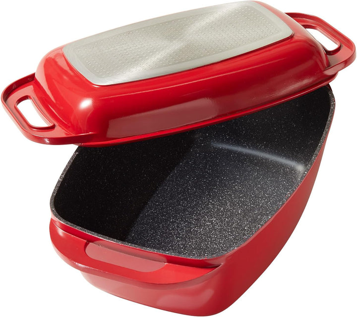 STONELINE Bräter Induktion 43 x 26 cm, 7,8 L, Bräter mit Deckel backofengeeignet, Deckel als Auflauf