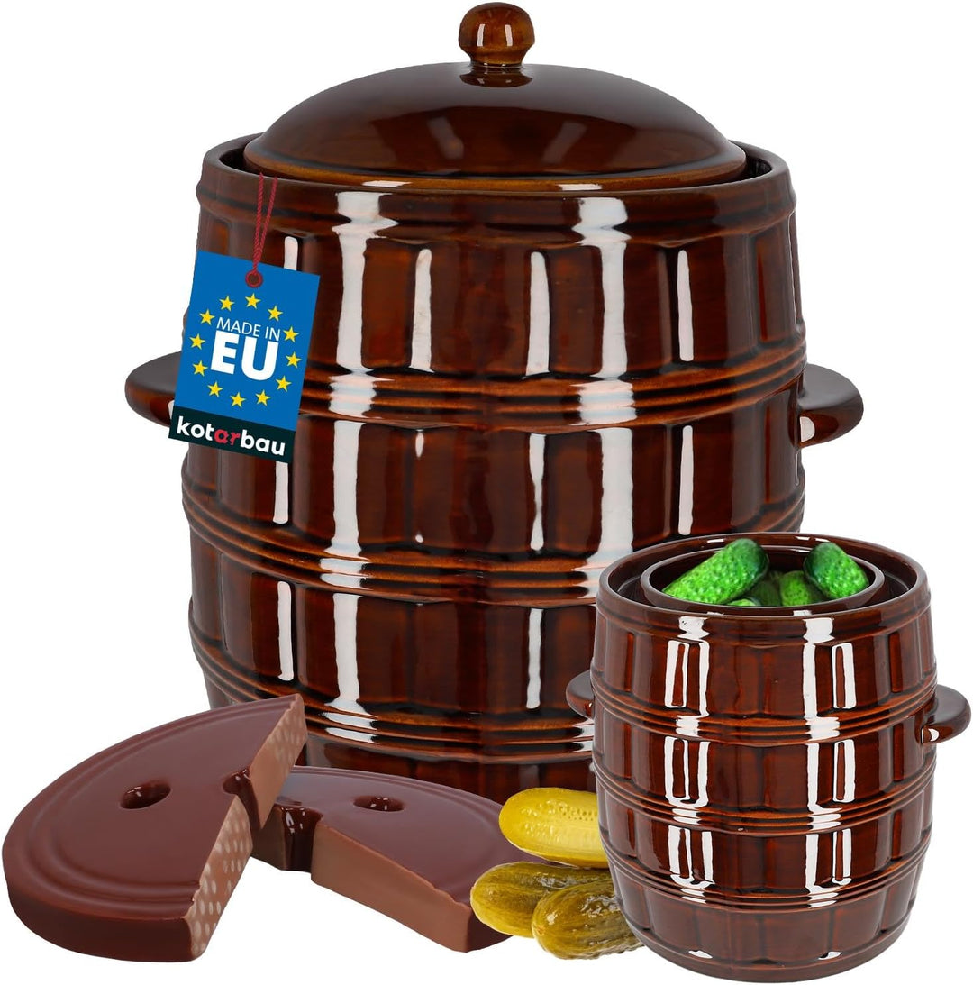 KOTARBAU® Gärtopf 25 L Steinguttopf mit Deckel und Beschwerungsstein Hermetisch Sauerkrauttopf Gurke