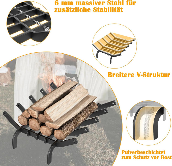 NAIZY Kaminrost Kohlenstoffstahl 42cm Feuerrost für Kamin Feuerbock Holzregal Multfunktional Holzros