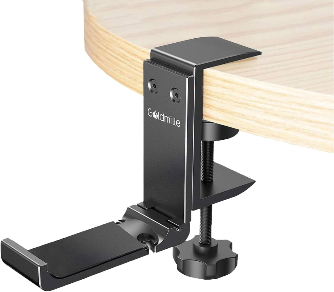 Goldmille Kopfhörerständer aus Aluminium, faltbar, mit Kabelclip, Headset-Halter, Klemmhaken unter d