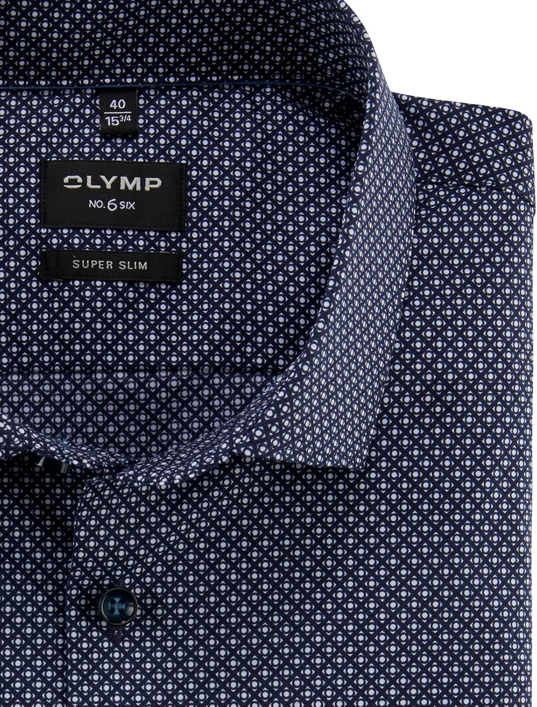 OLYMP Herren Businesshemd Langarm No. Six,Rotationsdruck,super Slim,Modern Kent 42 Marine 18, 42 Mar