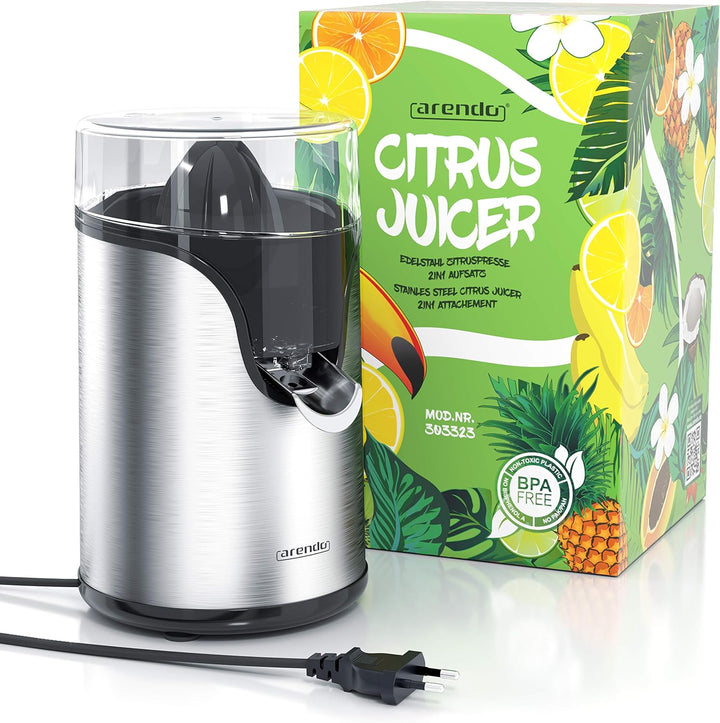 Arendo - Edelstahl Zitruspresse elektrisch - 100 Watt - Zitronenpresse Orangenpresse Limettenpresse