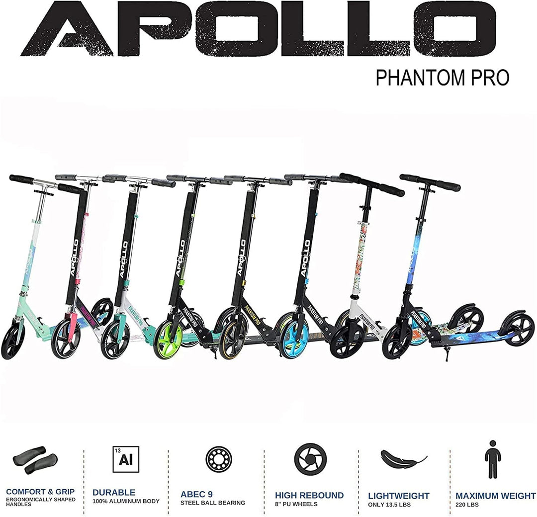 Apollo XXL Wheel Scooter - Phantom Pro Cityroller | Klappbarer City Roller für Kinder | Höhenverstel