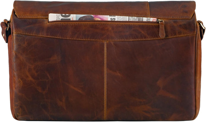 STILORD 'Maximus' XXL Ledertasche riesige Umhängetasche Unitasche 17 18 19 21 Zoll Laptop Aktentasch