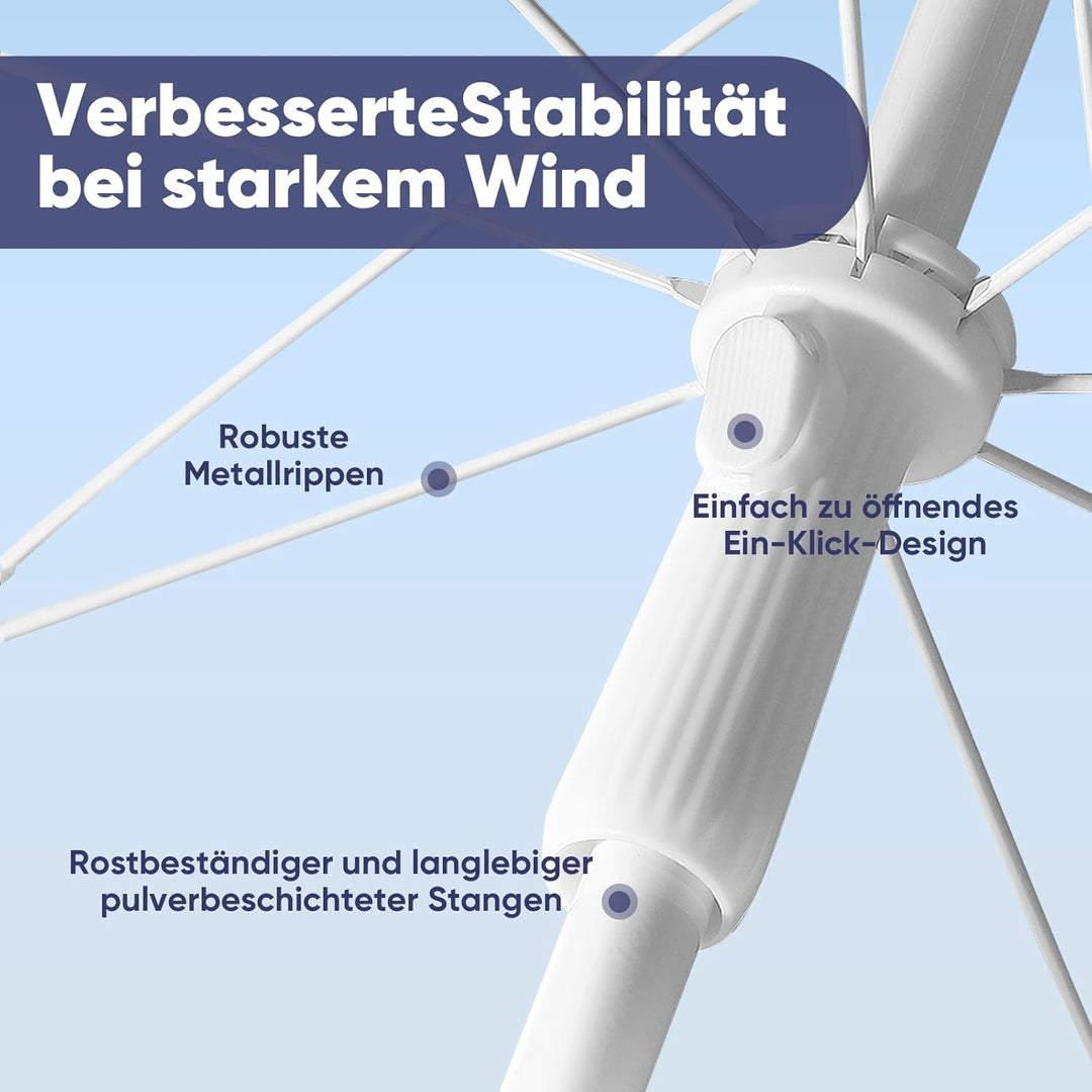 Sekey 160 cm Sonnenschirm Balkon mit Bodenhülse & Schutzhülle, Neigungs und Höhenverstellung, Sonnen