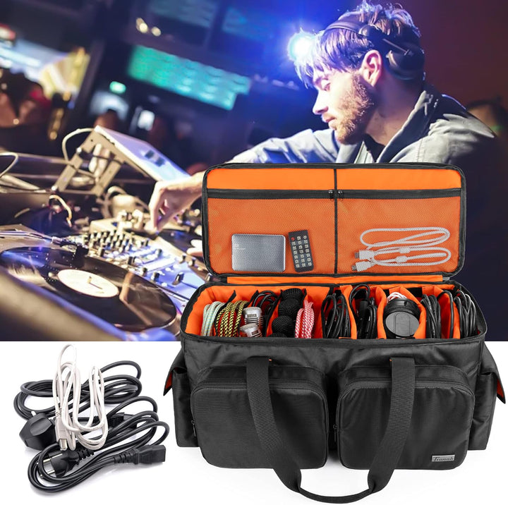 Trunab DJ Tasche, Kabel Organizer Tasche mit Abnehmbarem Gepolstertem Boden und 9 Trennwänden, Trage