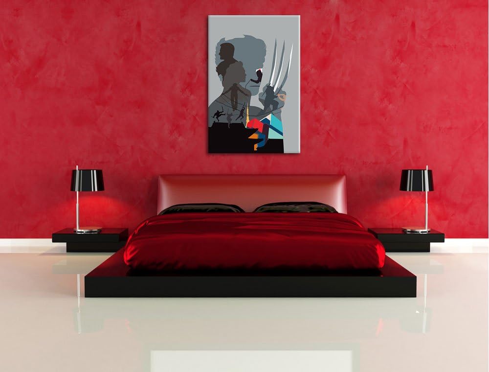 Pixxprint Wolverine Format: 100x70 auf Leinwand, XXL riesige Bilder fertig gerahmt mit Keilrahmen, K