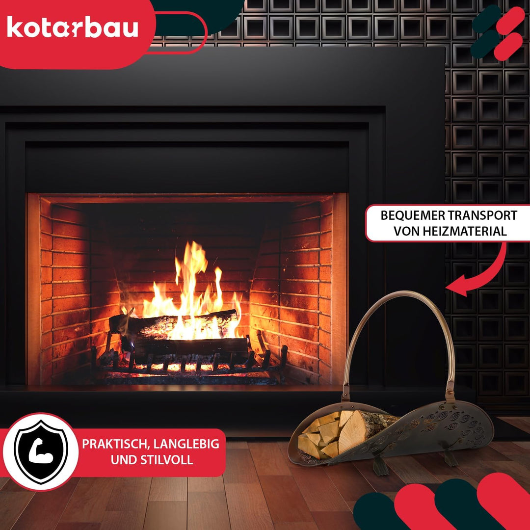 KOTARBAU® Kaminholzkorb aus Metall Behälter für Brennholz mit Griff zum Tragen