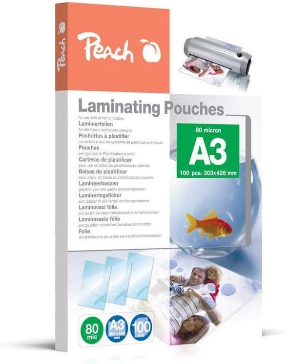 Peach Laminierfolien A3 - 80 mic - 100 pouches - glänzend - Premiumqualität für beste Laminierergebn