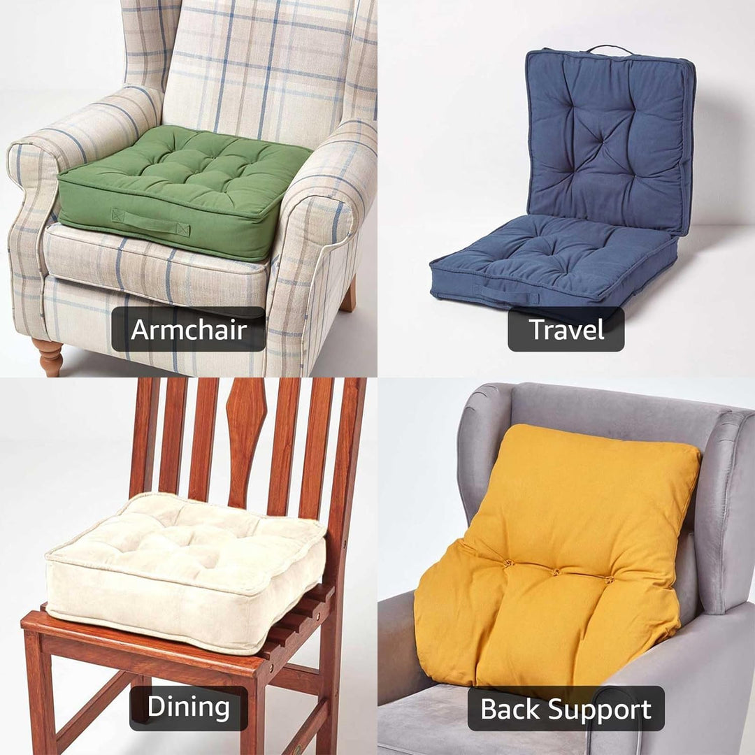 Homescapes Dickes Sitzkissen grün, Stuhlkissen 40x40 cm mit Bändern, Sitzerhöhung 10 cm, Matratzenki