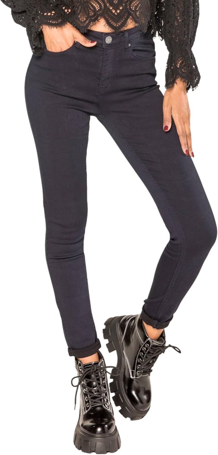 Nina Carter P106 Damen Jeanshosen Slim Fit Push-Up Skinny Jeans Mid-High Waist XS Slim Dunkelblau (P