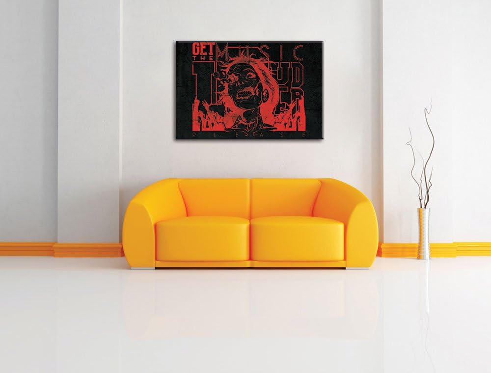 Get the music louder Black Format: 100x70auf Leinwand, XXL riesige Bilder fertig gerahmt mit Keilrah