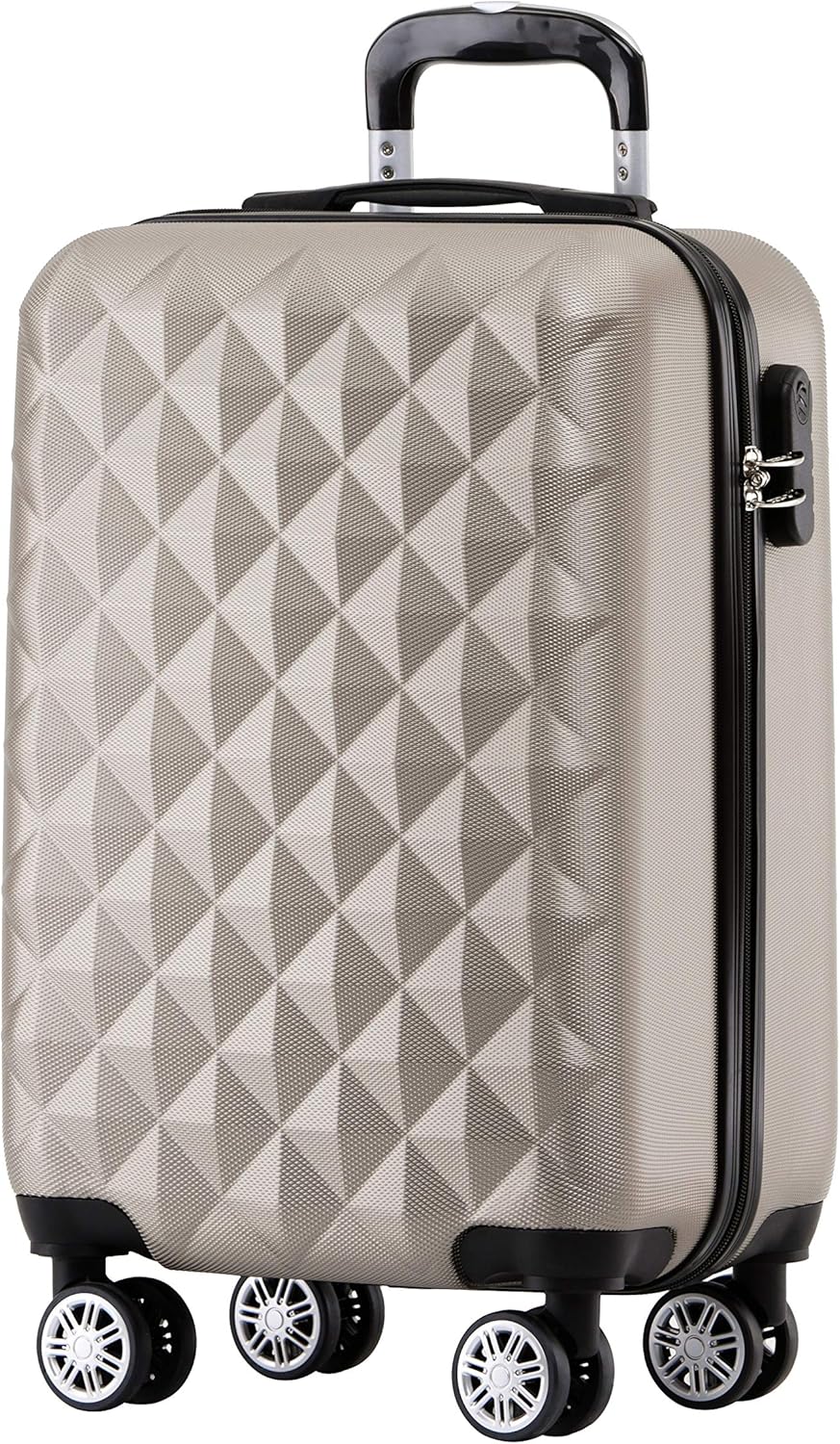 BEIBYE Zwillingsrollen 2066 Hartschale Trolley Koffer Reisekoffer Gepäck M-L-XL-Set (Champagner, M)