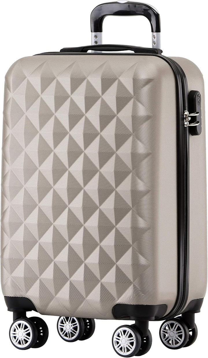 BEIBYE Zwillingsrollen 2066 Hartschale Trolley Koffer Reisekoffer Gepäck M-L-XL-Set (Champagner, M)